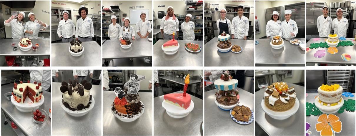 students with cakes they decorated